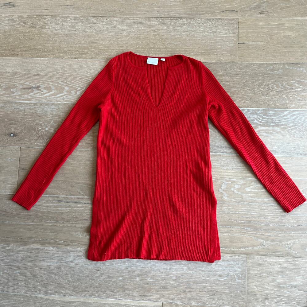 Anthropologie ett:twa Amrita Merino Wool Ribbed Knit Tunic Red Small - Picture 2 of 8